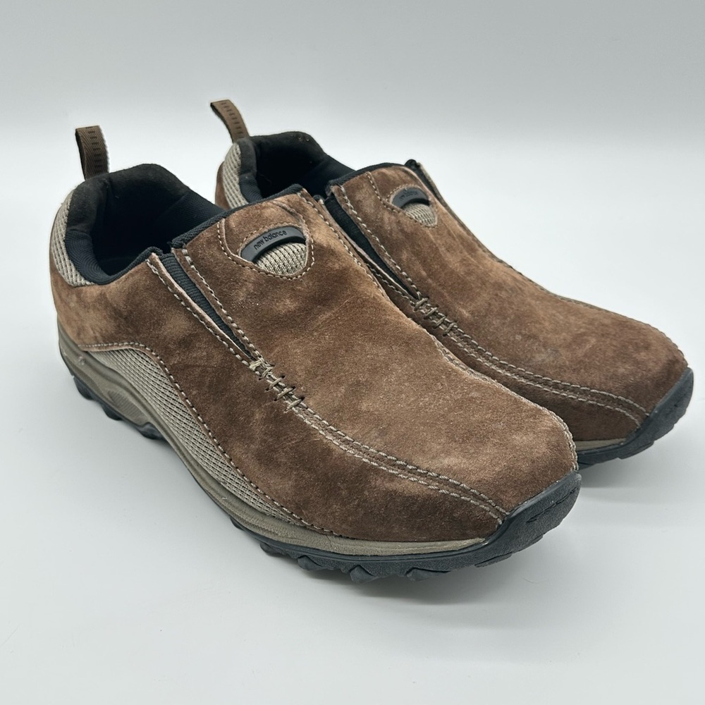 New Balance 755 Brown Suede Slip-On Sneakers